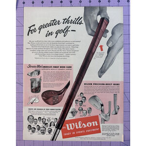 1948 Vintage Orig Magazine Ad WILSON SPORTS For the Greater Thrills of Golf